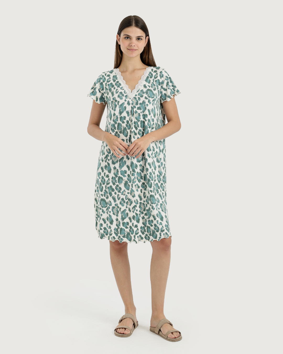 Chemise imprimée femme manches mi-longues V