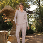 Women's pajamas with lace buttons on the chest and shoulder