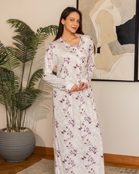 نايت شيرت حريمي بكم مطبوع فروع شجر