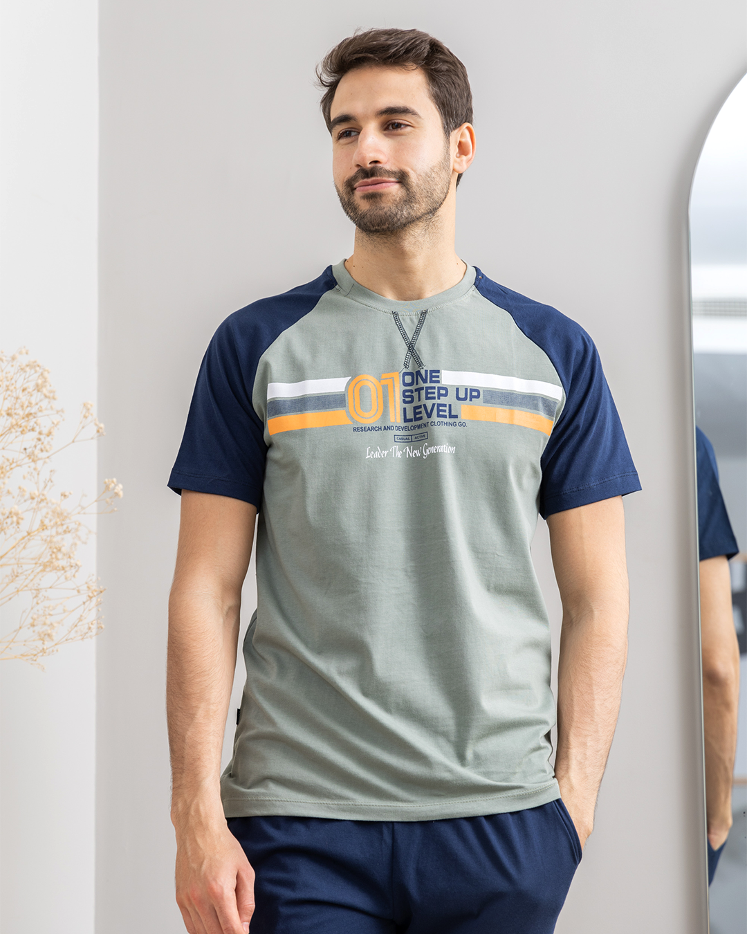 Men's pajamas, half sleeves, trousers