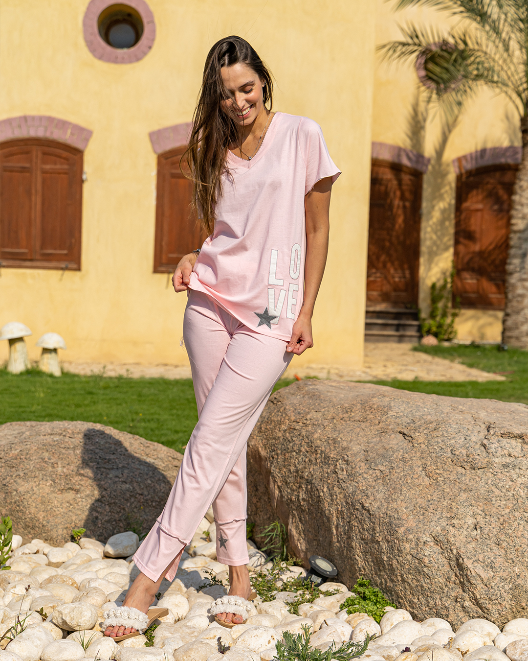 love embroidered women's pajamas