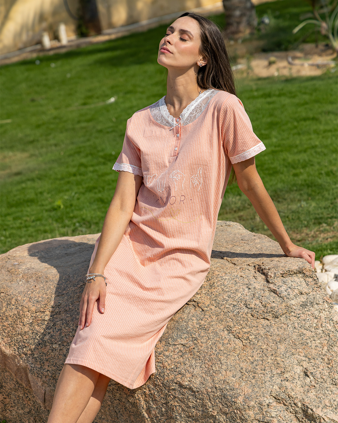 AMOR Night shirt for women, half sleeves