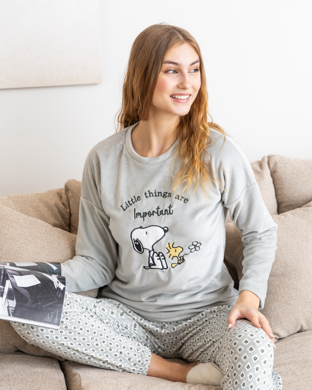 little things are important بيجامه حريمي تطريز سنوبي