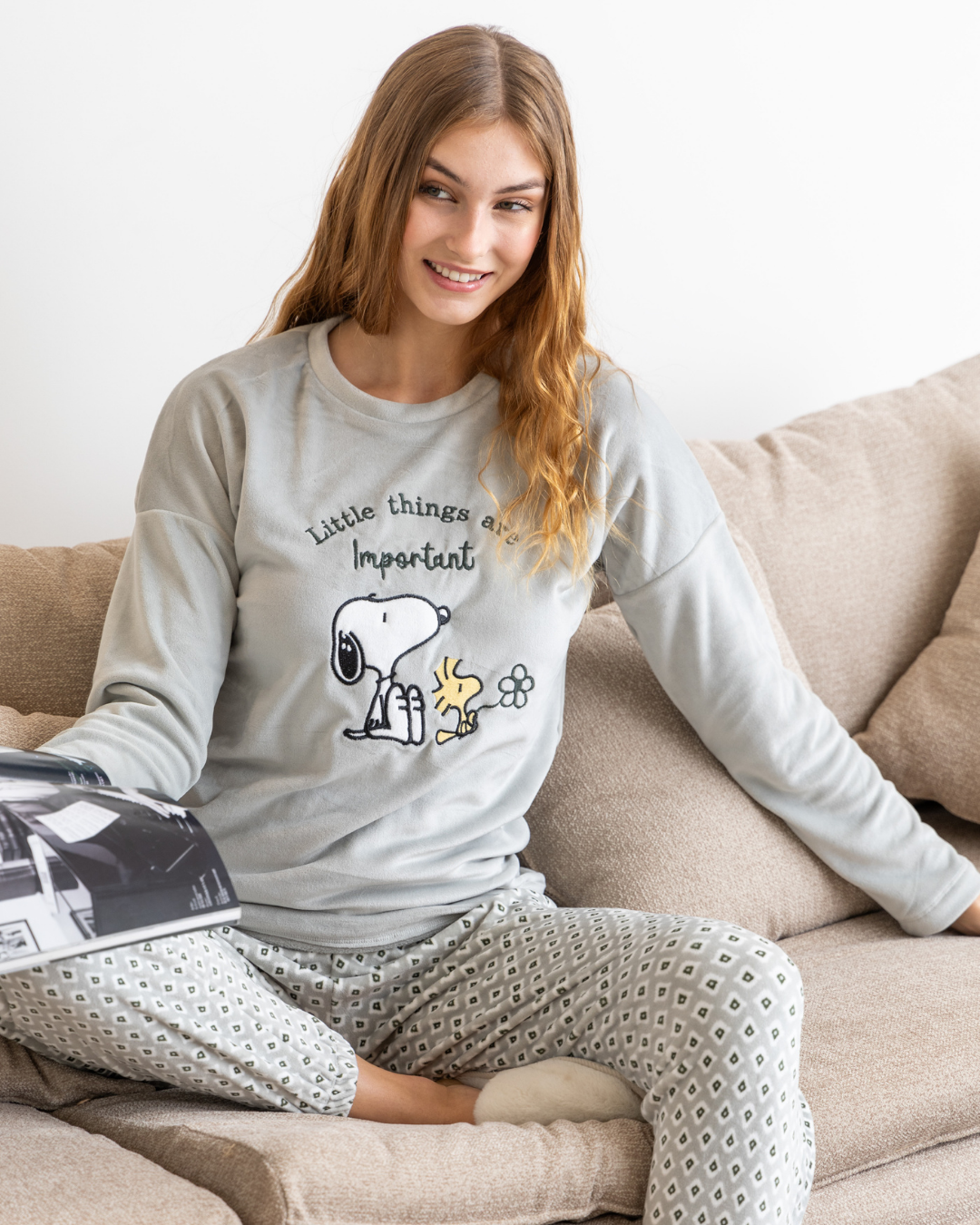 little things are important بيجامه حريمي تطريز سنوبي