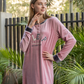 Sleep Women's long plush robe with word embroidery