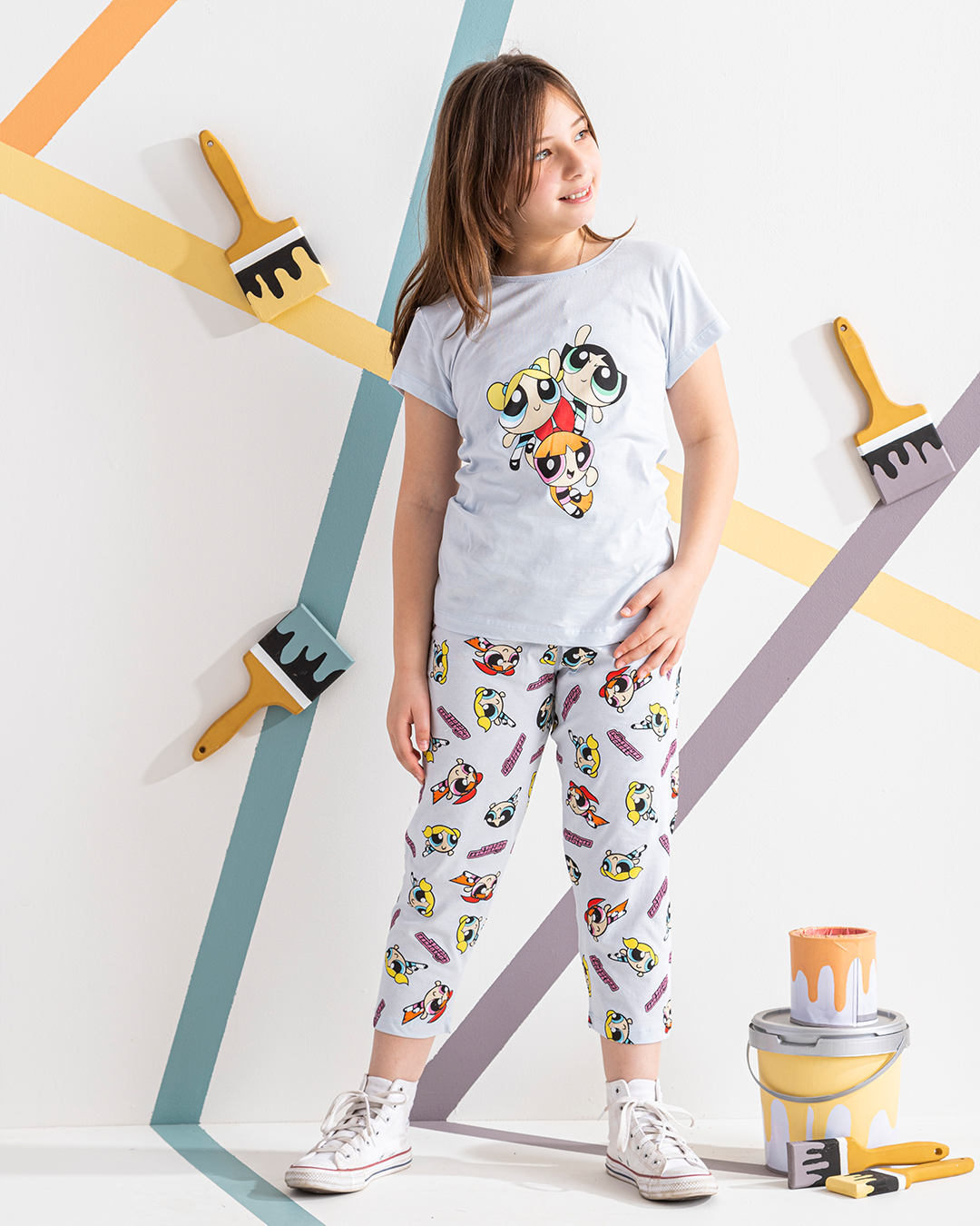 Power Puff girls' pajamas, half a pintacore