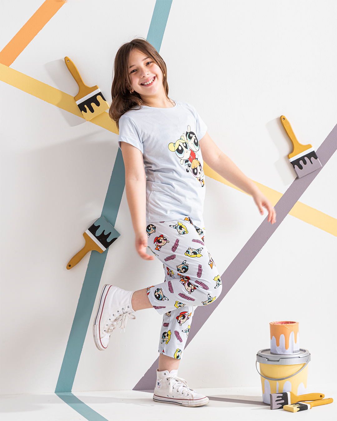 Power Puff girls' pajamas, half a pintacore