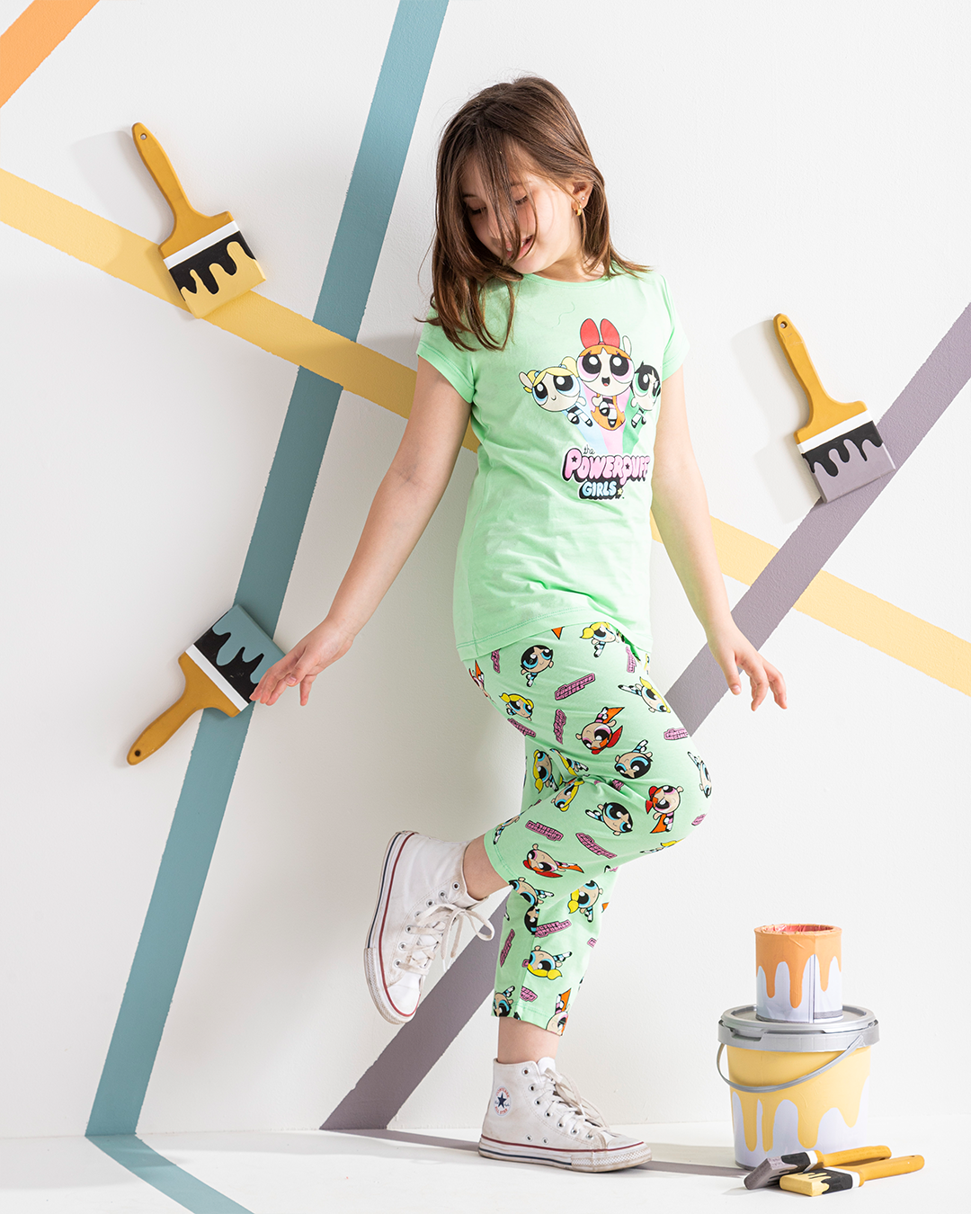 Power Puff girls' pajamas, half a pintacore