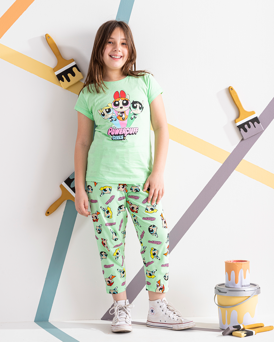 Power Puff girls' pajamas, half a pintacore