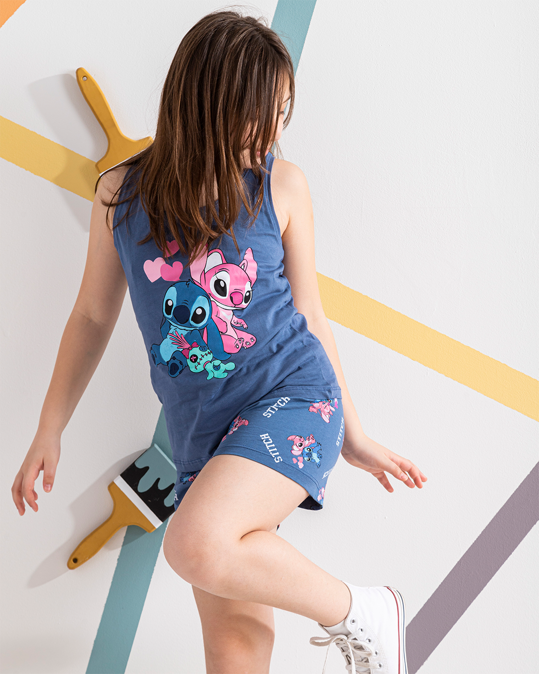 Girls' pajamas, cut shorts, stitch