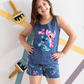 Girls' pajamas, cut shorts, stitch
