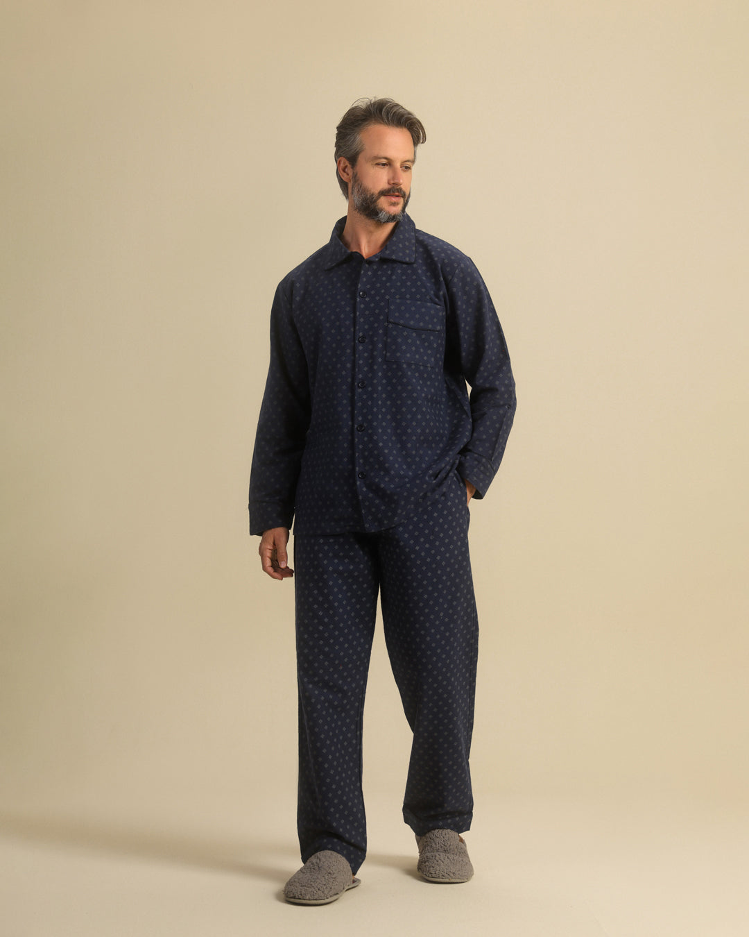 Chic Man in Printed Classic Pajama