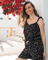 Black Floral بيجاما حريمي شورت