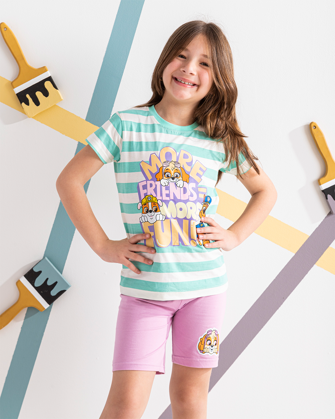 paw patrol girls pajamas striped shorts