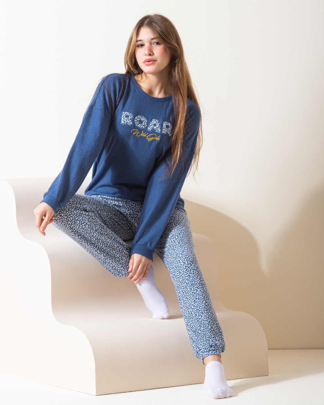 Roar بيجاما بناتي كم طويل خامة ثرمال