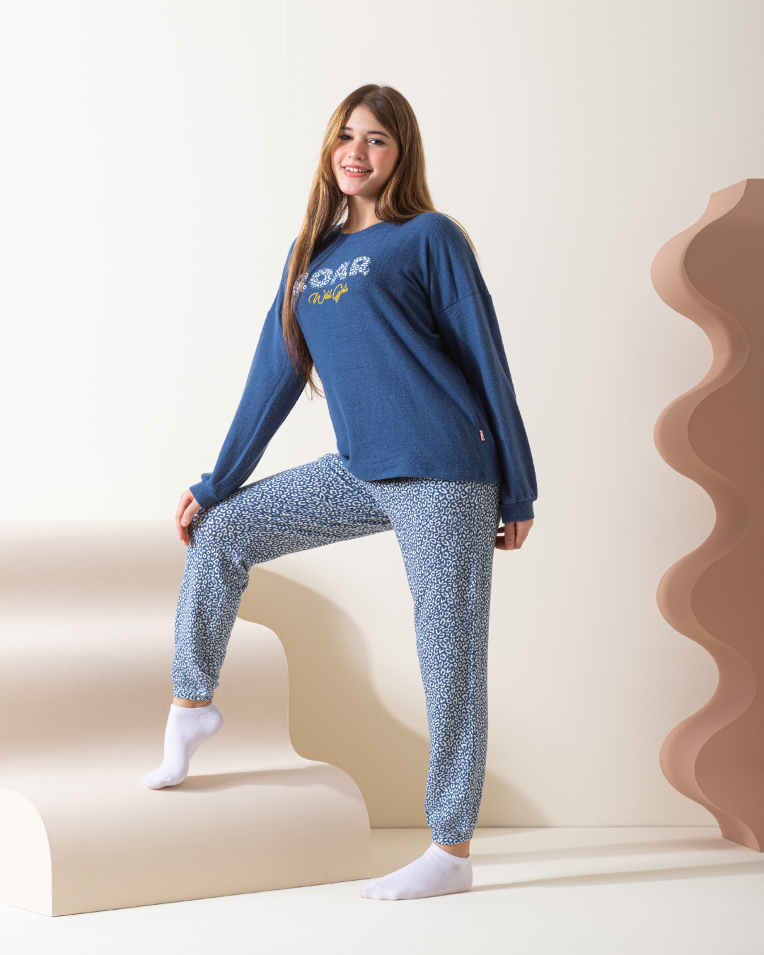 Roar بيجاما بناتي كم طويل خامة ثرمال