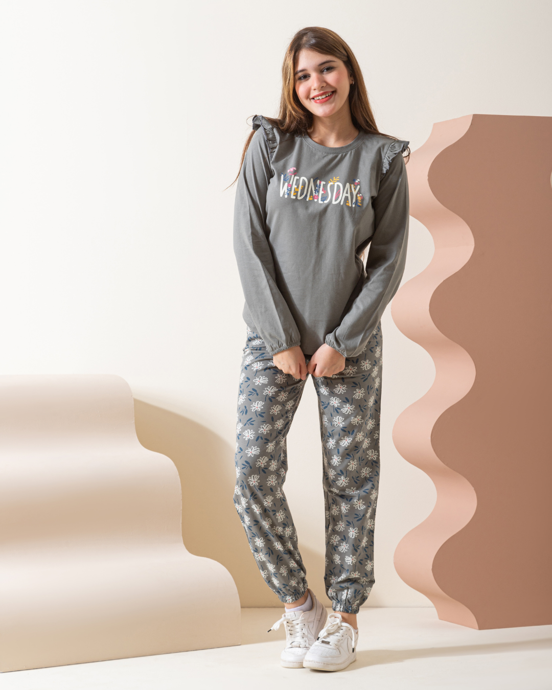 Wednesday Girls' long-sleeves pajamas cotton  * Summer Melton