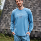 Pine tree autumn season men's long sleeve pajamas, Melton
