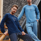 Pine tree autumn season men's long sleeve pajamas, Melton