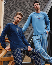 Pine tree autumn season men's long sleeve pajamas, Melton