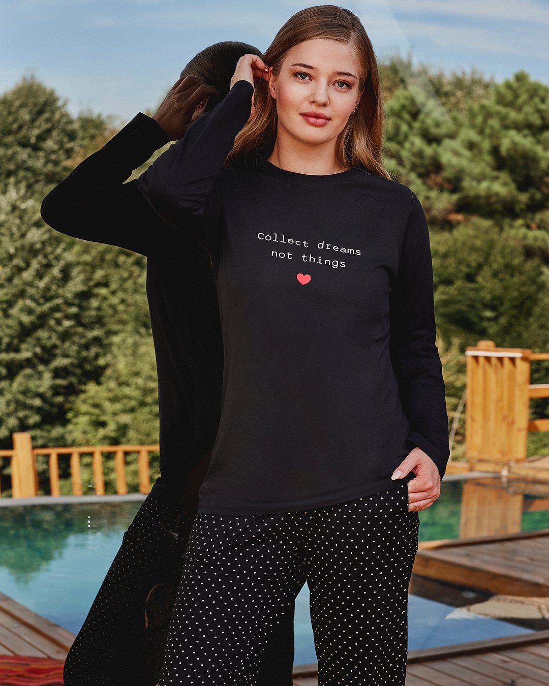 Collect dreams Thermal Polka dots pajamas for women, long sleeves