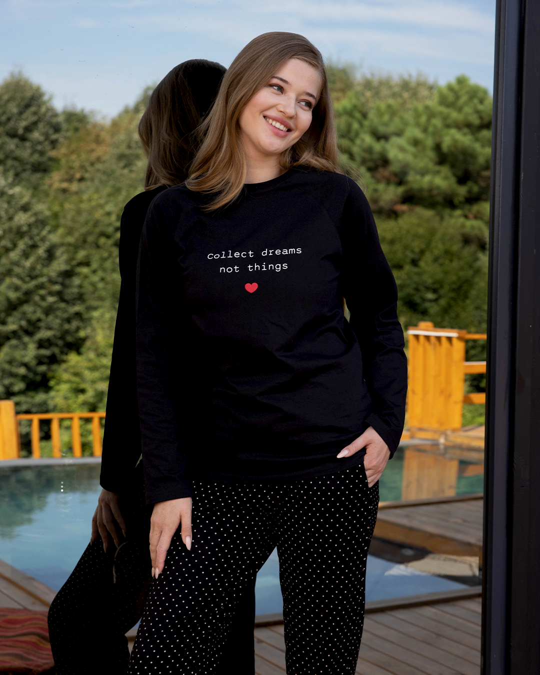 Collect dreams Thermal Polka dots pajamas for women, long sleeves