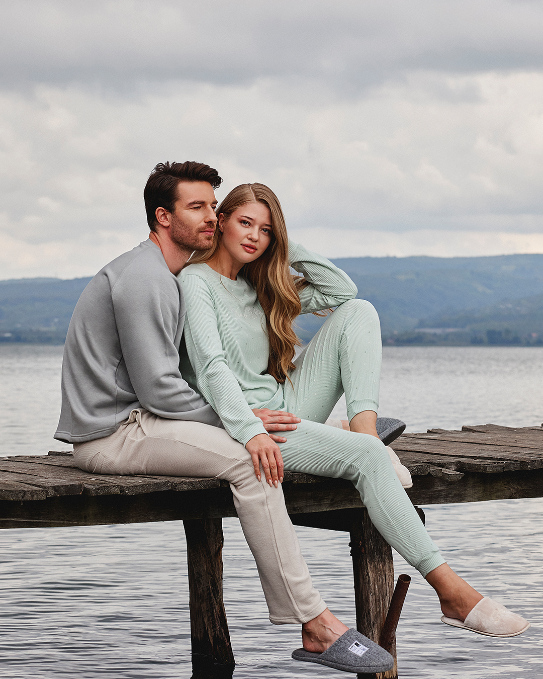 Warm nights womens' long sleeve ribbed jacquard pajamas