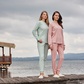 Warm nights womens' long sleeve ribbed jacquard pajamas