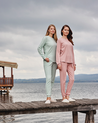 Warm nights womens' long sleeve ribbed jacquard pajamas