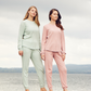 Warm nights womens' long sleeve ribbed jacquard pajamas