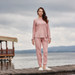 Warm nights womens' long sleeve ribbed jacquard pajamas
