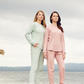 Warm nights womens' long sleeve ribbed jacquard pajamas