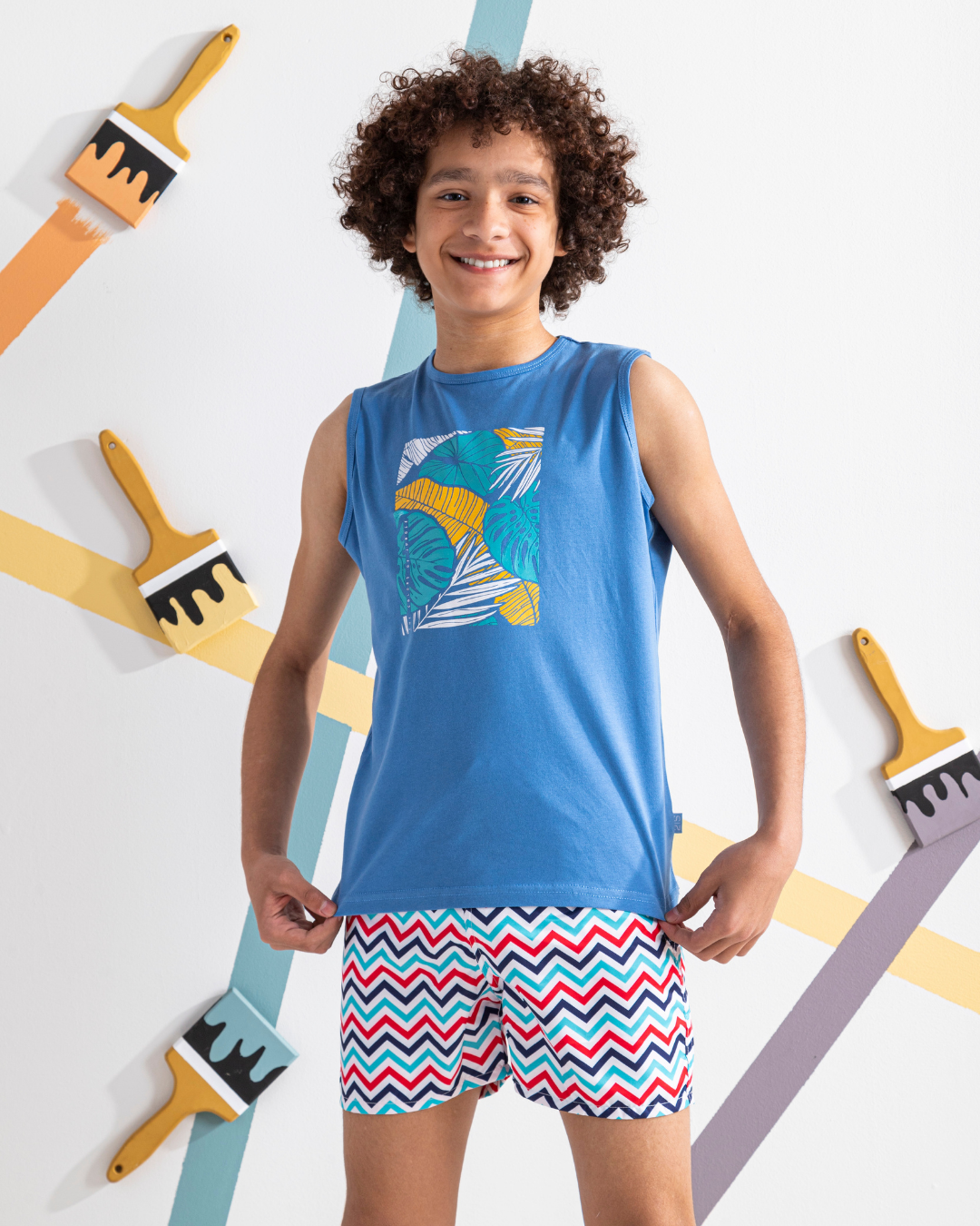 the colors of jungle تيشرت اولادي كت قطن 100%