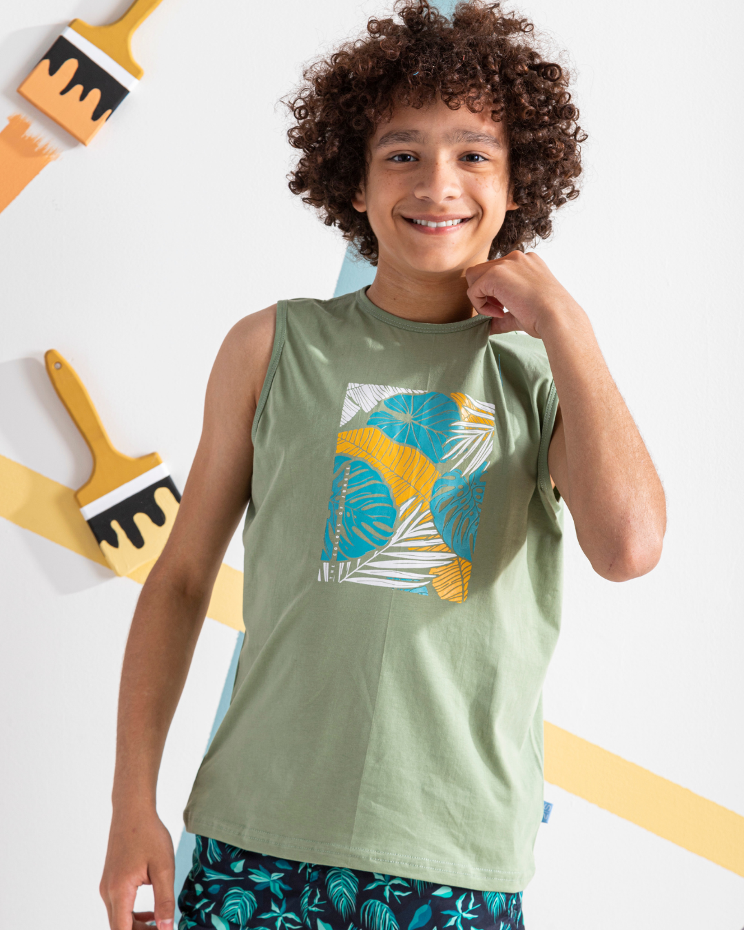 the colors of jungle تيشرت اولادي كت قطن 100%