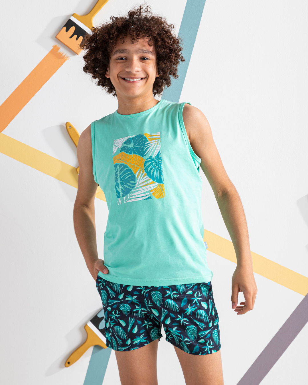 the colors of jungle تيشرت اولادي كت قطن 100%