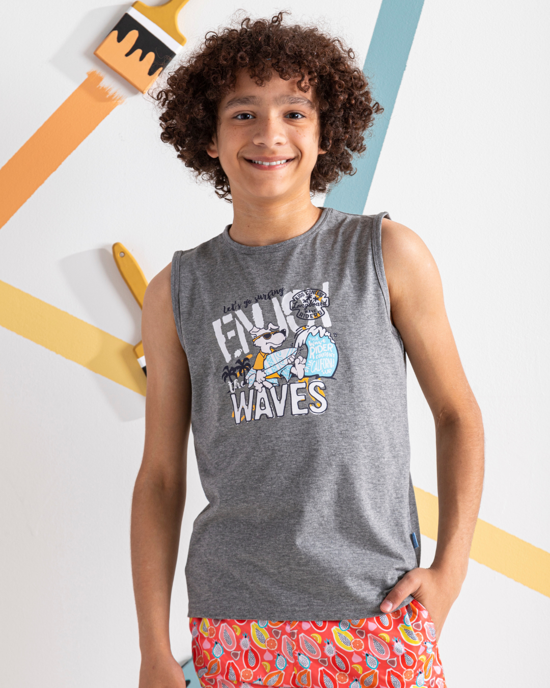 Enjoy Waves تيشرت اولادي كت قطن 100%