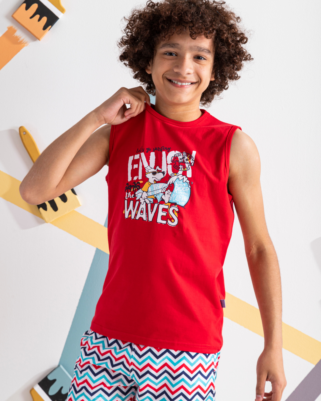 Enjoy Waves تيشرت اولادي كت قطن 100%