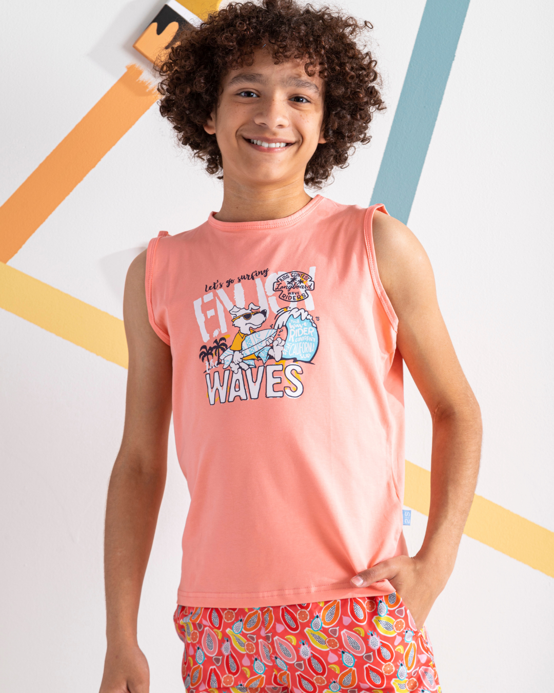 Enjoy Waves تيشرت اولادي كت قطن 100%