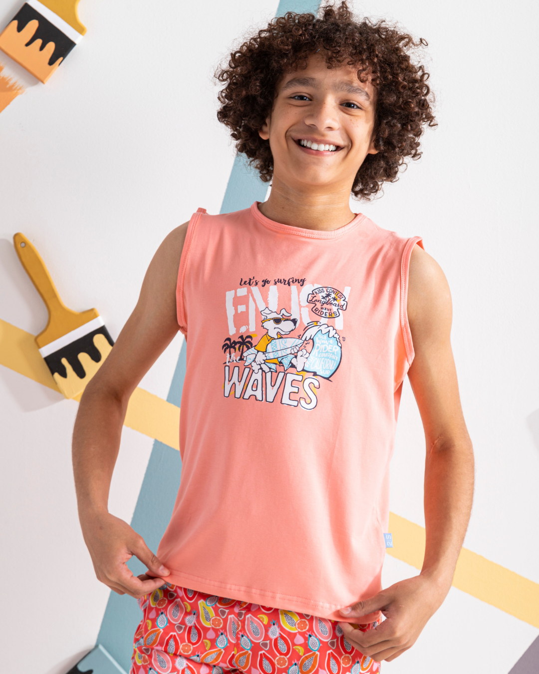 Enjoy Waves تيشرت اولادي كت قطن 100%