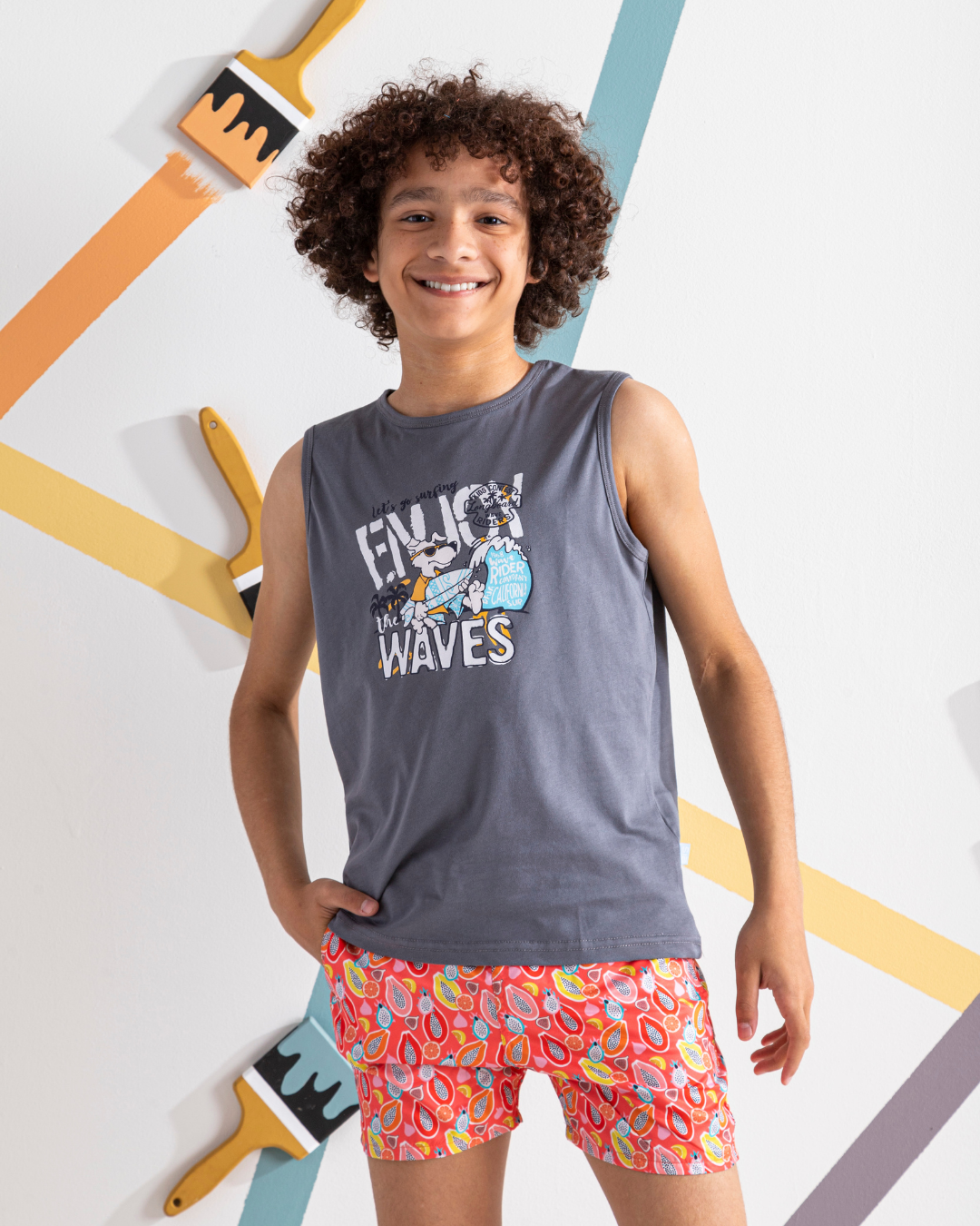 Enjoy Waves تيشرت اولادي كت قطن 100%