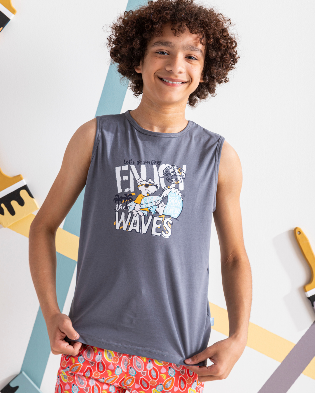 Enjoy Waves تيشرت اولادي كت قطن 100%