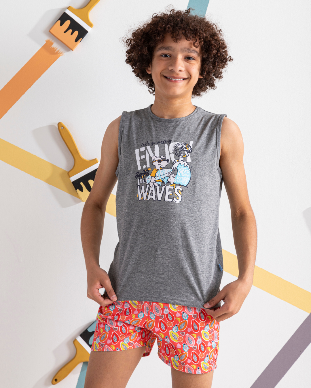 Enjoy Waves تيشرت اولادي كت قطن 100%