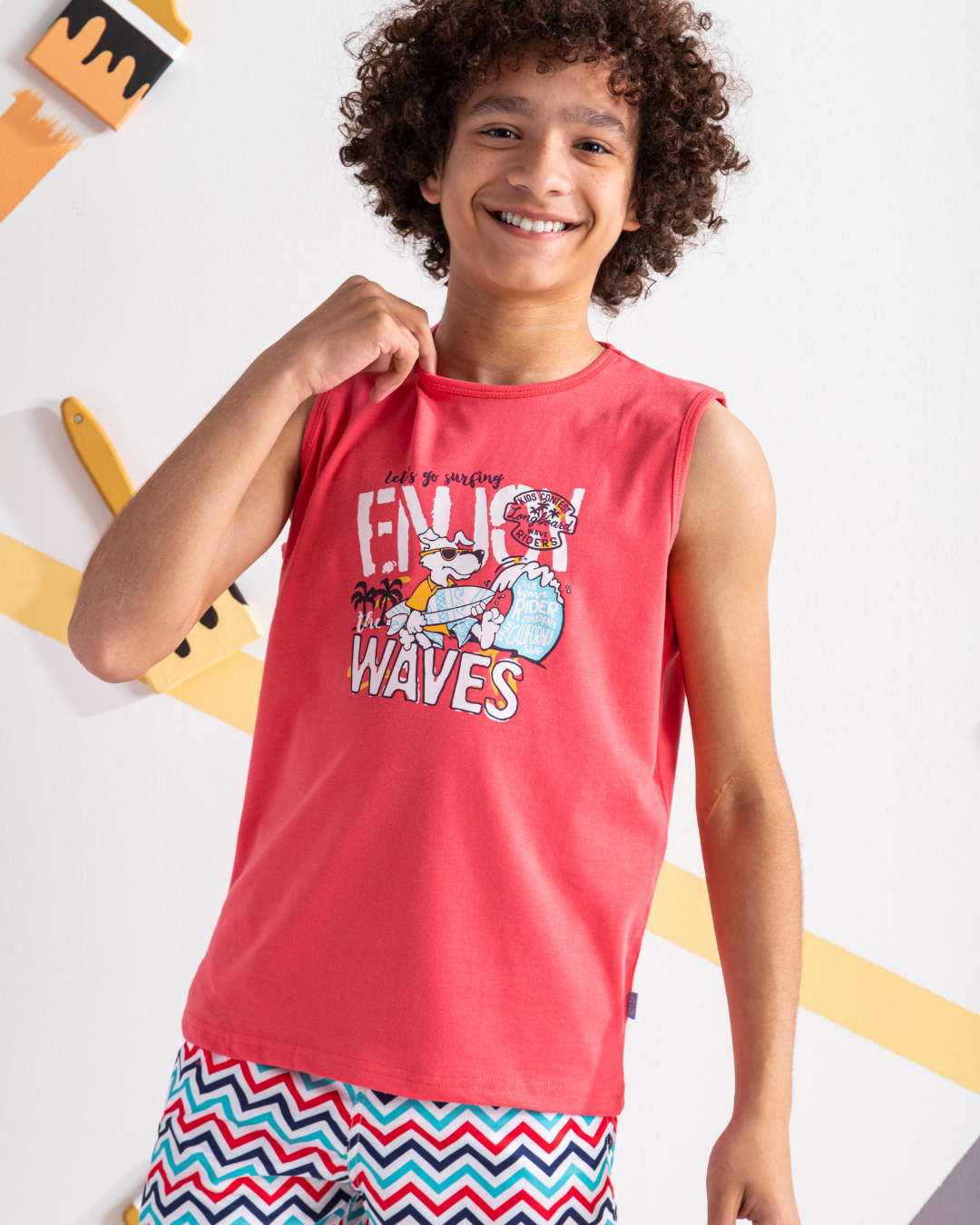 Enjoy Waves تيشرت اولادي كت قطن 100%