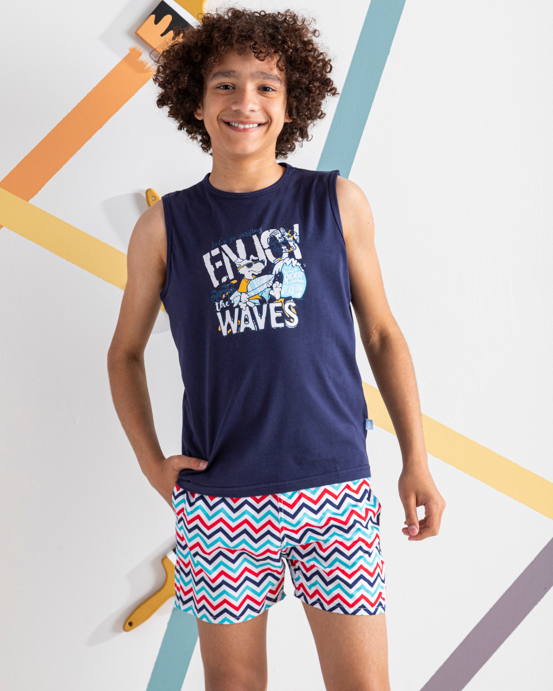 Enjoy Waves تيشرت اولادي كت قطن 100%