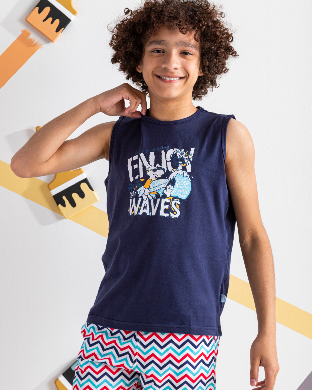 Enjoy Waves تيشرت اولادي كت قطن 100%