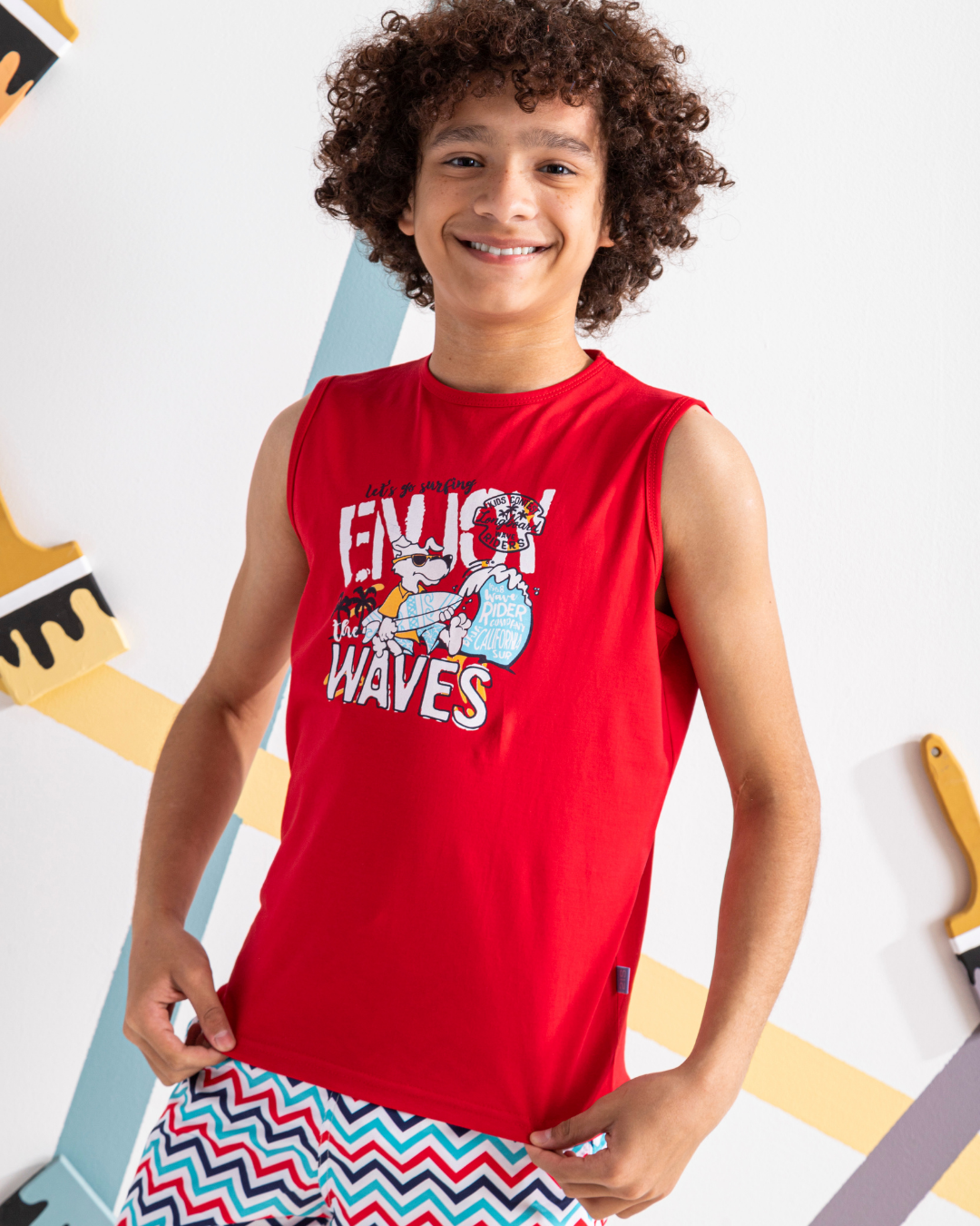 Enjoy Waves تيشرت اولادي كت قطن 100%