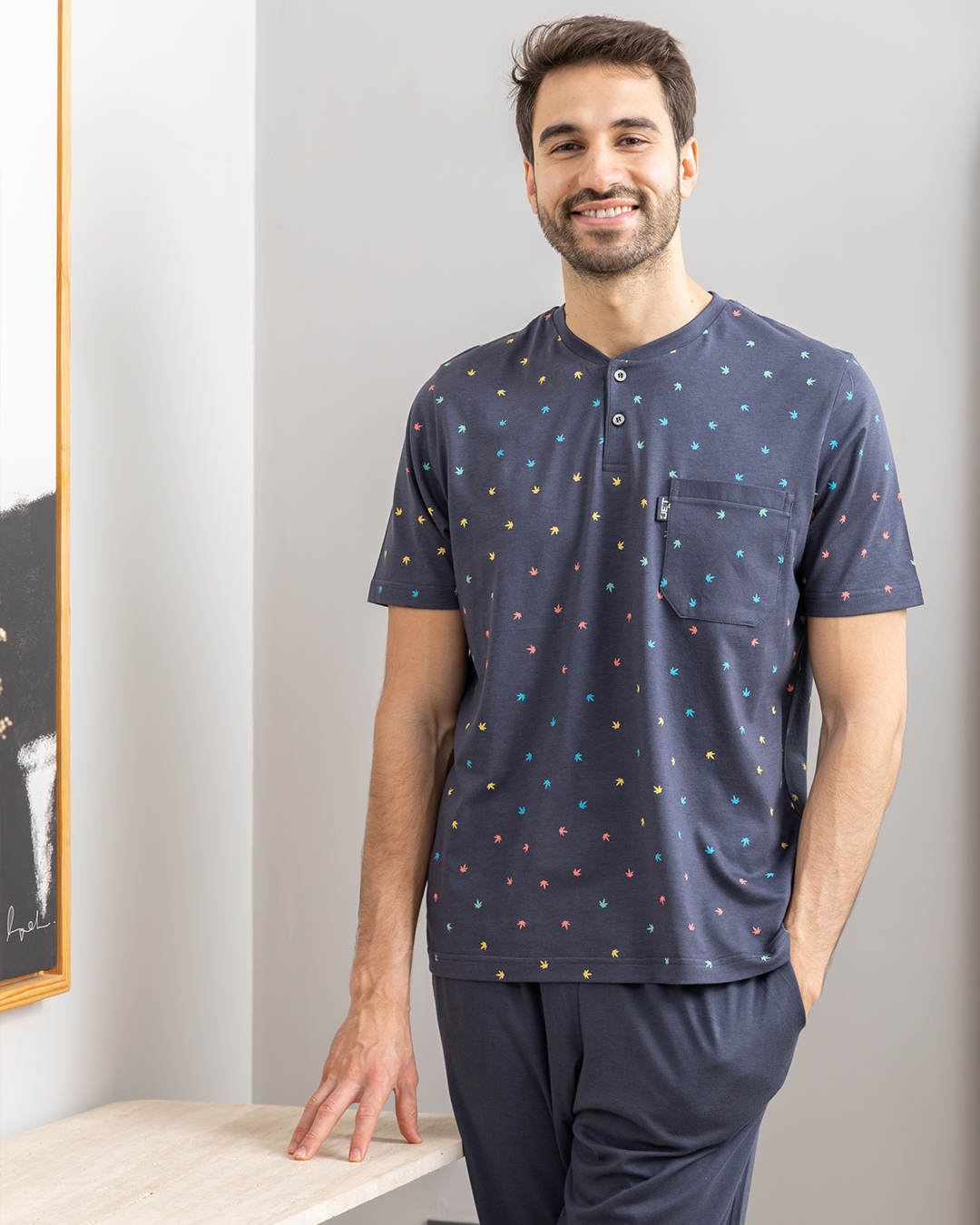 بيجامه رجالي راوند برزاير بنطلون جيب عالصدر ببنده