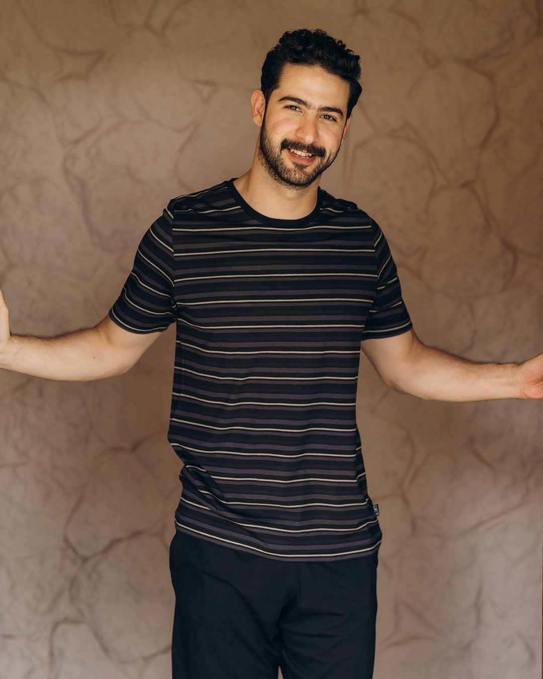 بيجامه رجالي راوند مقلمه شورت ساده