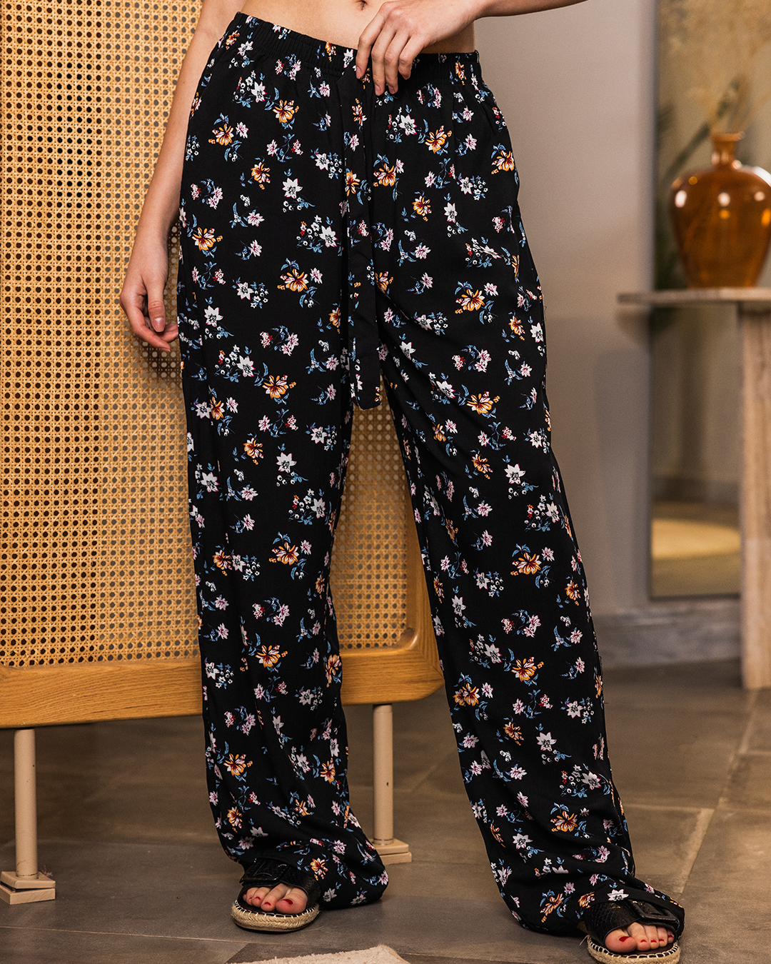 بنطلون فسكوز حريمي  ورد