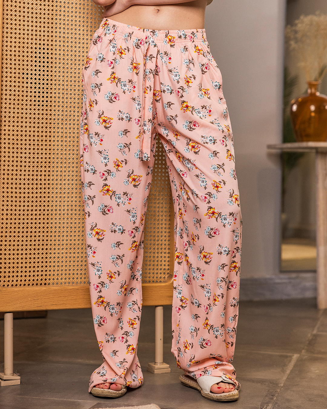 بنطلون فسكوز حريمي  ورد